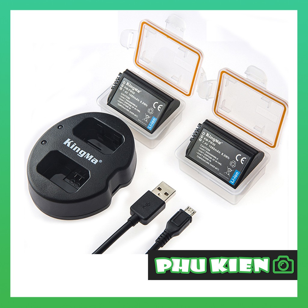 Combo 2 Pin + 1 Dock Sạc KingMa NP-FW50 (Cho Sony A6000, A6300, A6500, A7, A7 II, A7R, A7S)