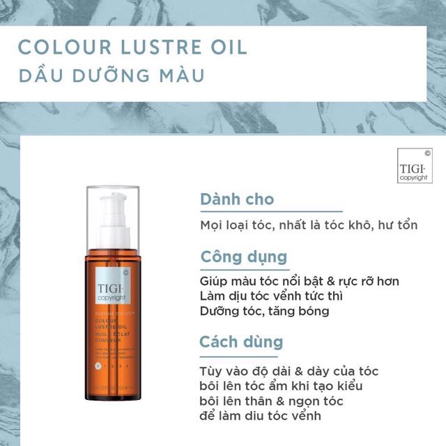 Dầu dưỡng tóc Tigi Copyright Colour Lustre Oil 100ml