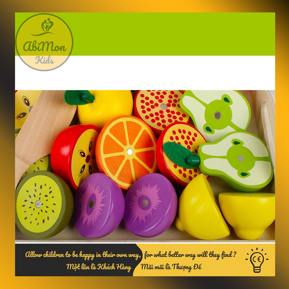 Bộ Cắt Hoa Quả, Rau Củ Bằng Gỗ Cho Bé ☘️ Montessori cao cấp ✨ Đồ chơi Gỗ - Giáo Dục - An toàn - Thông minh