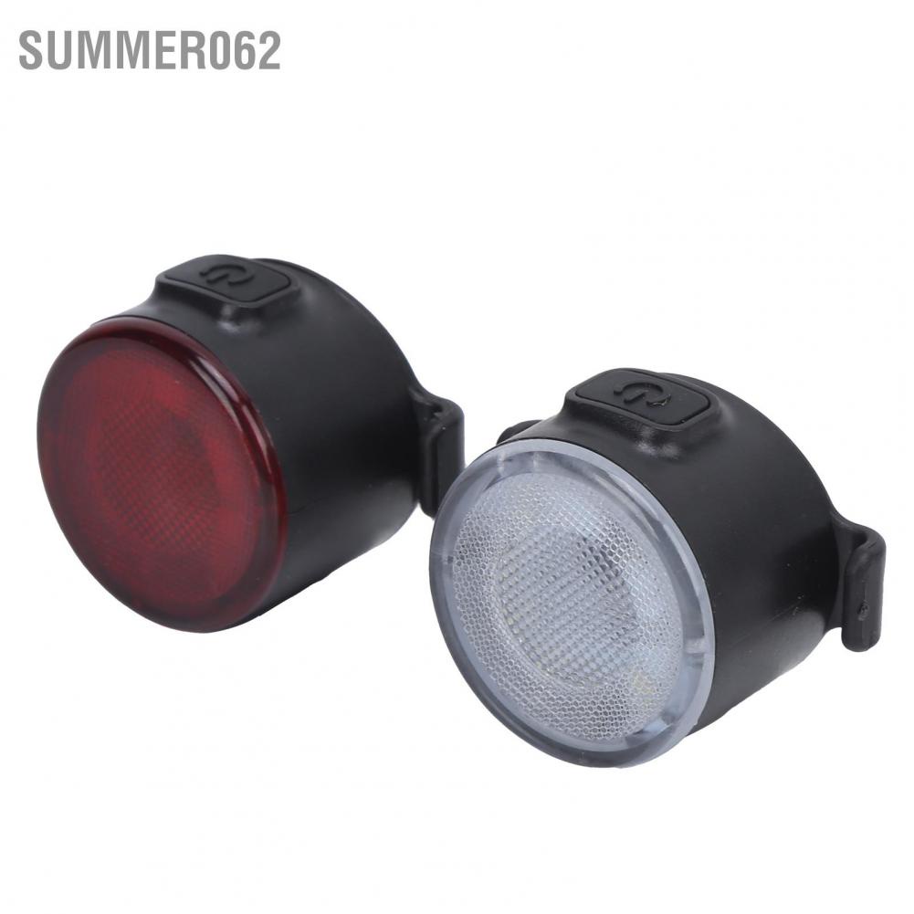 Summer062 Bike Light Set Front Headlight Back Taillight 6 Modes USB Rechargeable Warning Bicycle Lights