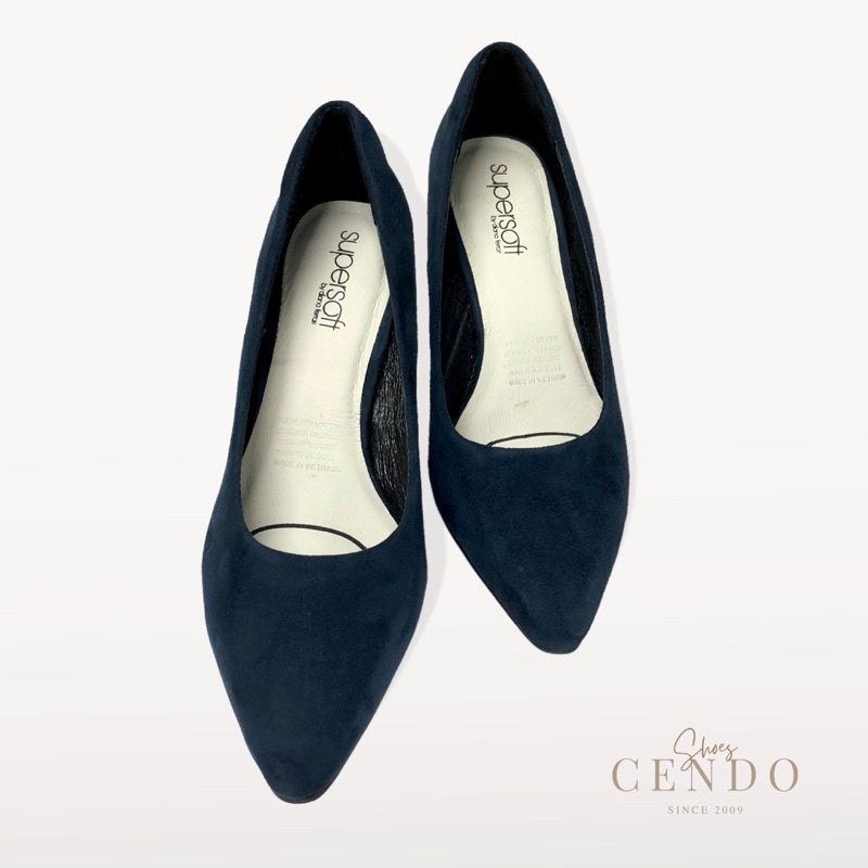 Giày SUPERSOFT mũi nhọn, gót nhỏ da lộn 7cm