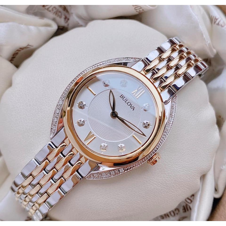 Đồng hồ nữ chính hãng Bulova 98R229 demi gold - Máy Quartz Pin - Kính cứng
