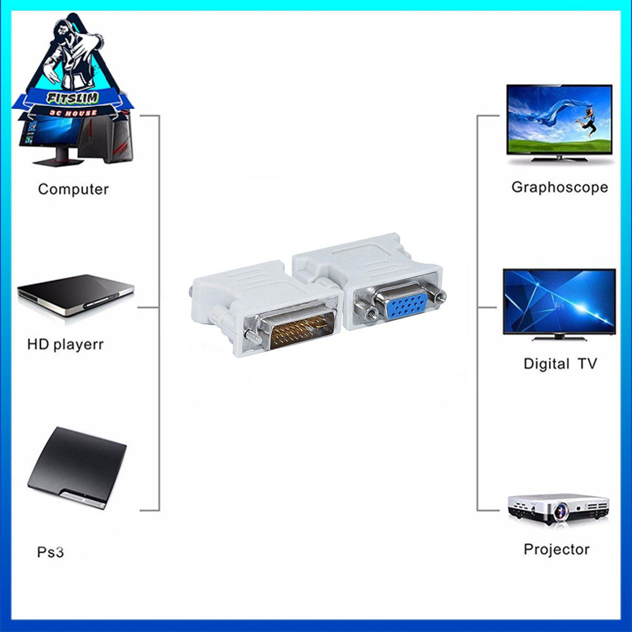 Bộ chuyển đổi DVI sang VGA Nam sang Nữ Bộ chuyển đổi ổ cắm VGA sang DVI / 24 + 5 Pin Adapter