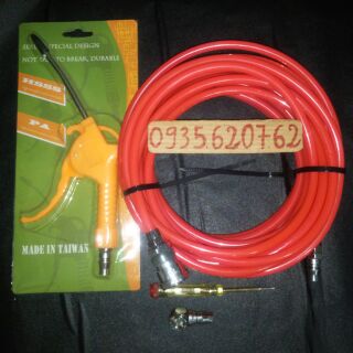 Bộ 12mét dây hơi taiwan+súng xịt bụi,xịt hơi+đầu bơm xe madein taiwan(tặng 1 bút thử điện)