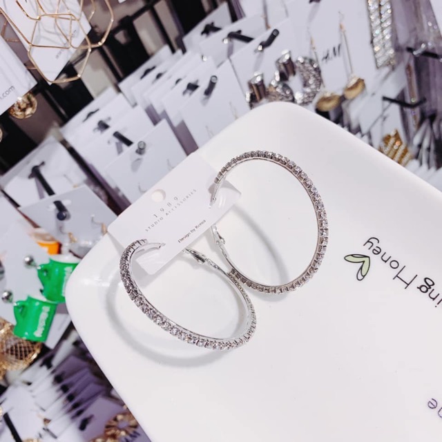 BÔNG TAI/KHUYÊN TAI TRÒN ĐÁ HOTHIT