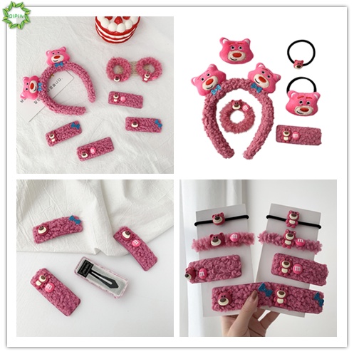 Băng Đô Cài Tóc Lông Cừu Màu Hồng Phong Cách Nhật Hàn Đơn Giản Xinh Xắn