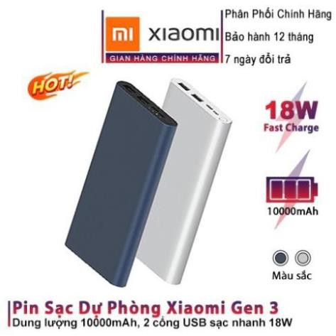 Pin Sạc Dự Phòng Xiaomi Gen 3 Chính Hãng 10000mAh Hỗ Trợ Sạc Nhanh 2 Chiều 18W - Bảo Hành 12 Tháng