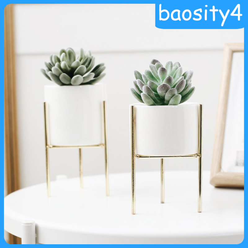 [baosity4]Iron Plant Stand Garden Planter Succulent Flower Pot Shelf Rack White S