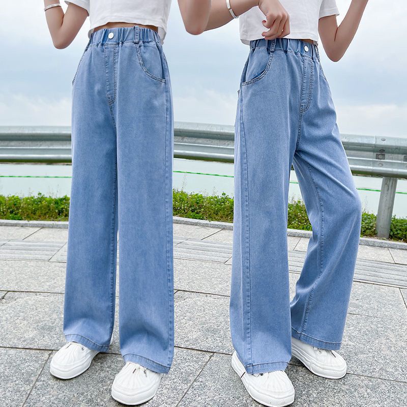 Quần Jean Ống Rộng Thời Trang Xuân Thu 2022 Cho Bé Gái