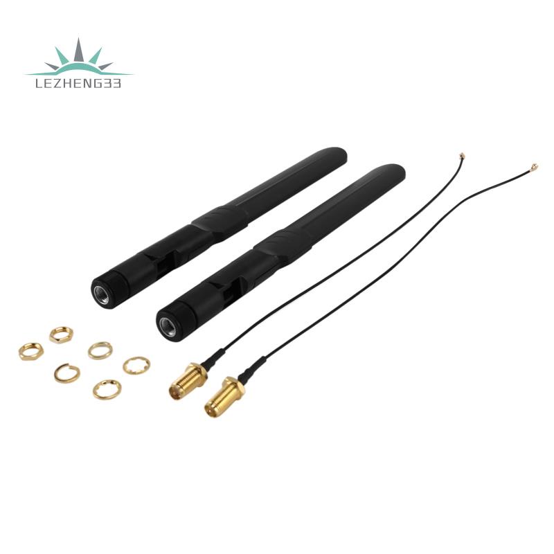 Bộ 2 Ăng Ten Hai Băng Tần 2.4GHz 5GHz 5.8GHz 8DBi RP-SMA Male Và 20cm 8 Inch U.FL Sang RP-SMA Female
