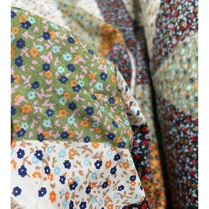 Vải thô cotton tam giác hoa nhí
