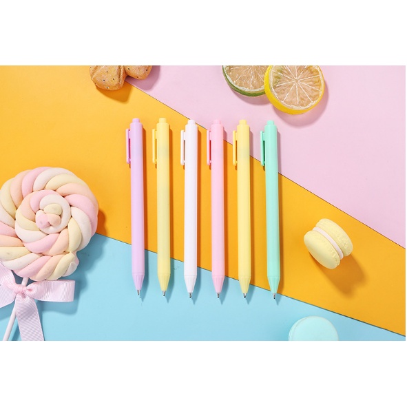 Bút bi bấm vỏ màu macaron tuỳ chọn dễ thương ngòi 0.5mm mực đen bút gel - MyNa Mart