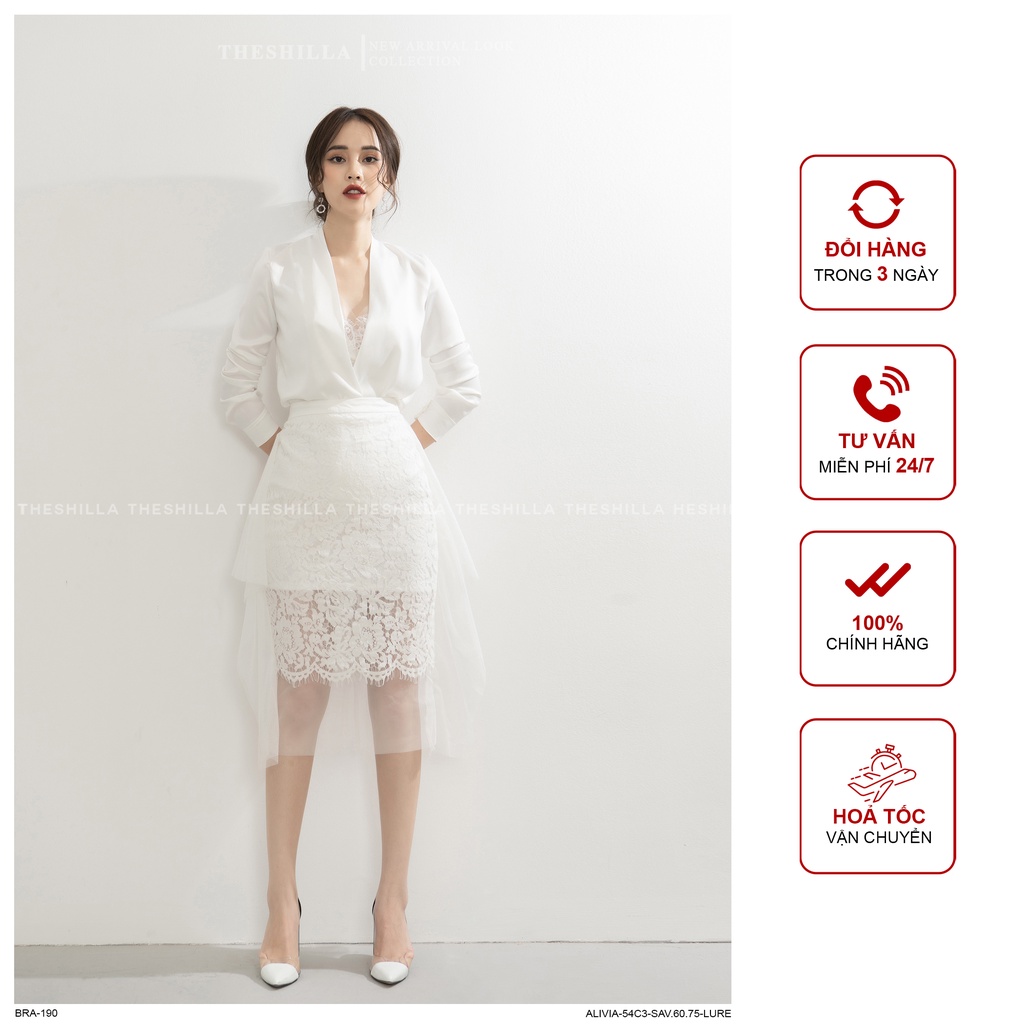 Váy thiết kế cao cấp set chân váy trắng phối ren áo lụa [ Có video + Ảnh thật ] The Shilla - Alivia-54C2