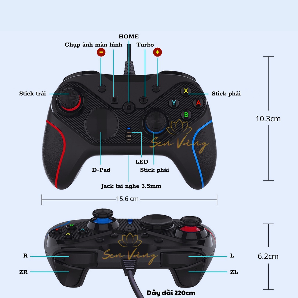 🎮Tay cầm chơi game S818 dây dài 2,2m🎮 GamePad có RUNG CỰC MẠNH - chơi game NHẠY - Chơi game đua xe | bắn súng | thể thao