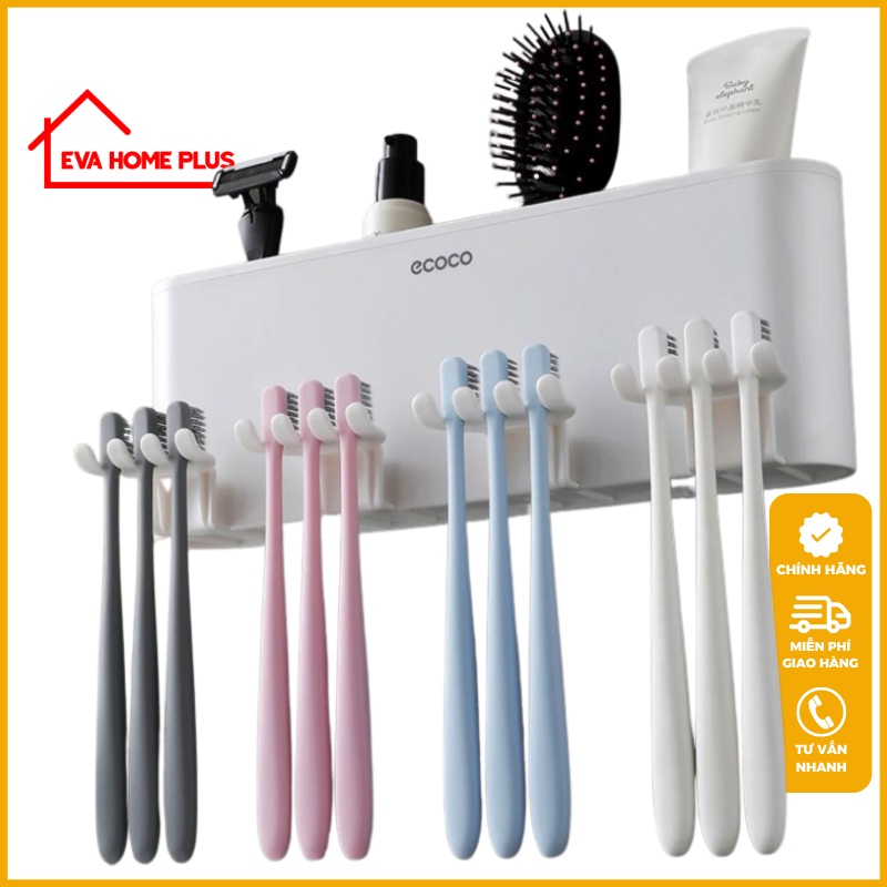 Bộ nhả kem đánh răng tự động ECOCO chính hãng, kệ để đồ nhà tắm dán tường có ngăn lưu trữ E1926