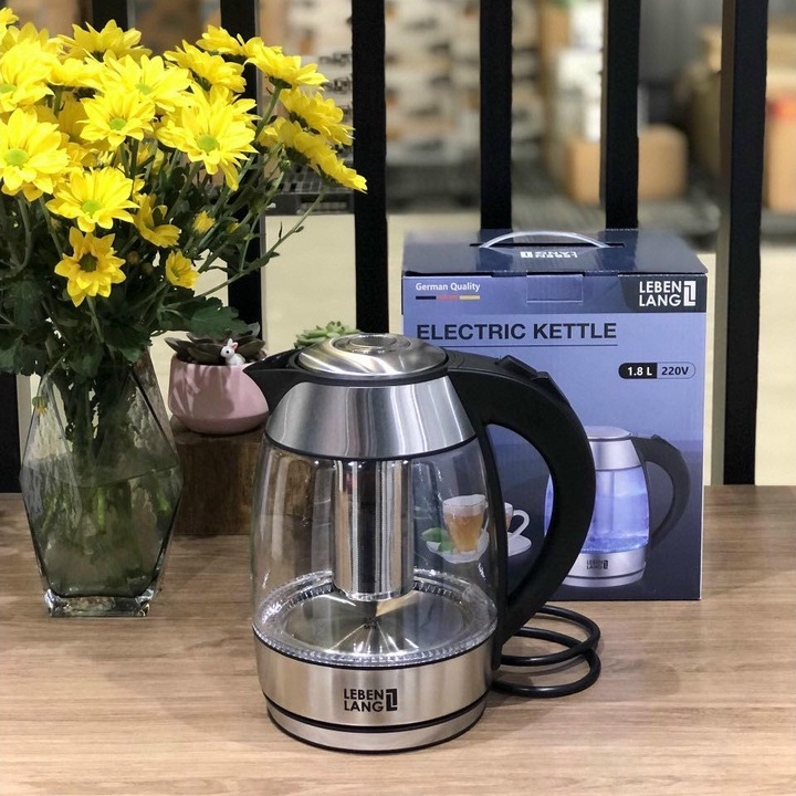 Ấm siêu tốc thủy tinh LEBENLANG chính hãng của Đức 1.8L - BH 2 năm - LBE2819