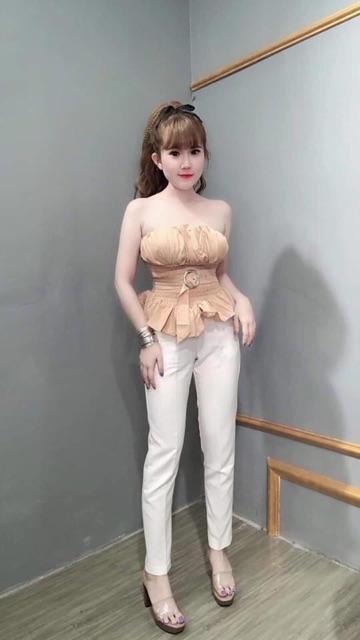 ÁO KIỂU CÚP NGỰC NHÚN KÈM THẮT NƠ