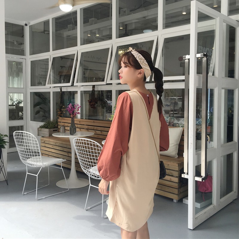 váy ulzzang đầm dài liền tay dáng rộng | BigBuy360 - bigbuy360.vn