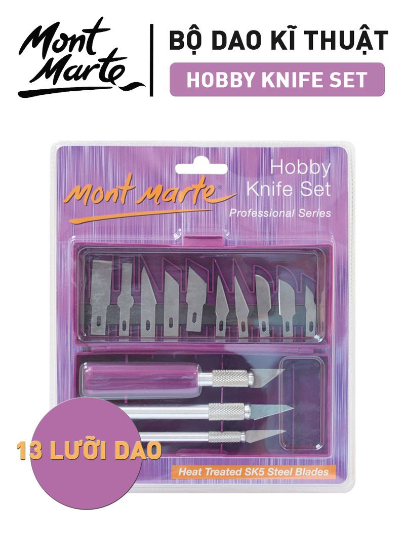 Set dao kĩ thuật Mont Marte Hobby Knife - 13 lưỡi dao (Blades)