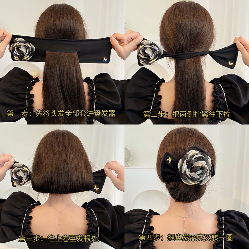 Kẹp Tóc Xoắn Hình Hoa Màu Trắng Đen Thời Trang Hàn Quốc 2022