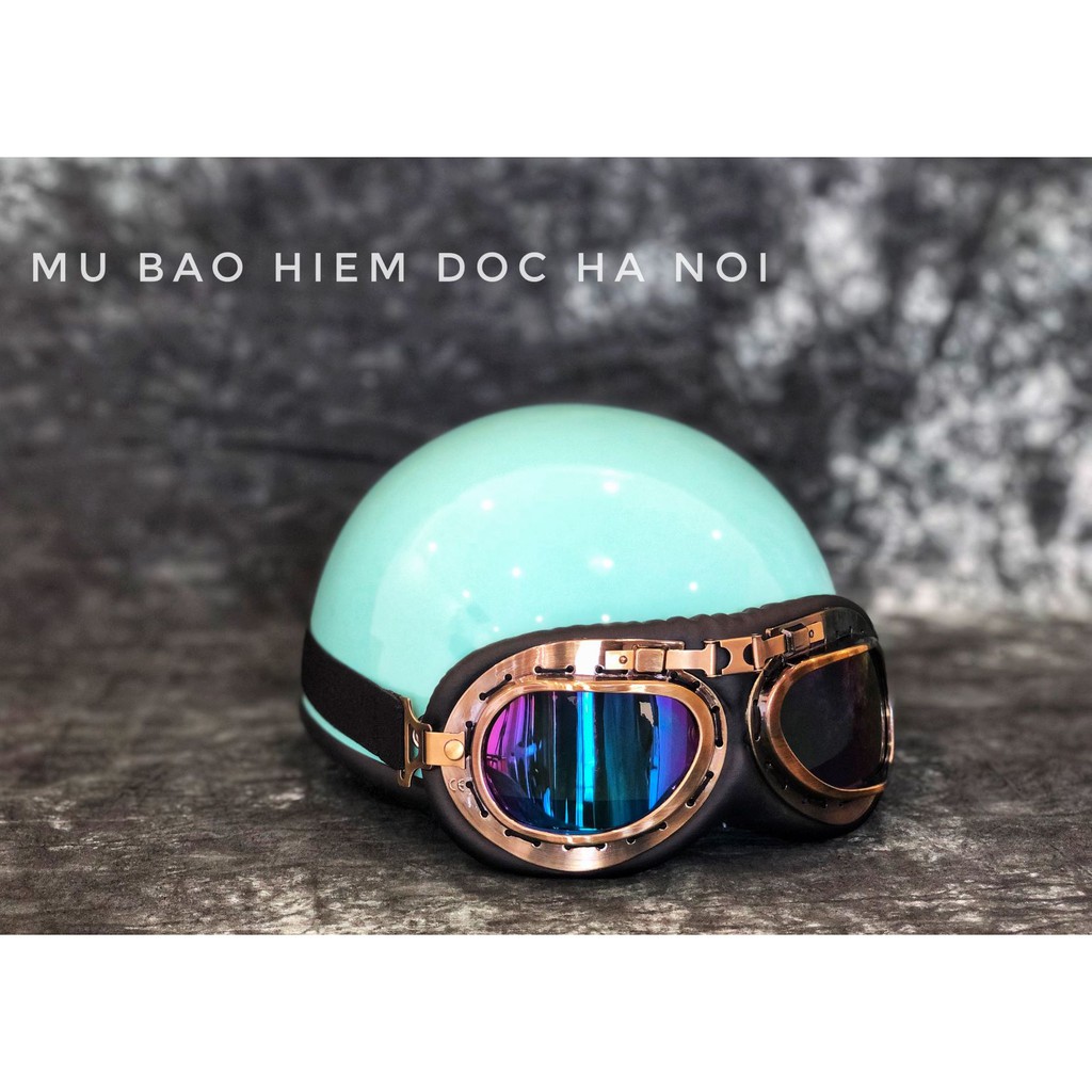 [HÀNG CAO CẤP] Mũ Bảo Hiểm HRA Xanh Ngọc (Kèm kính) - Mũ Bảo Hiểm Nửa Đầu Thiết Kế Cao Cấp
