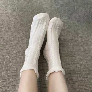 Vớ cotton mỏng phối ren phong cách lolita Nhật Bản xinh xắn