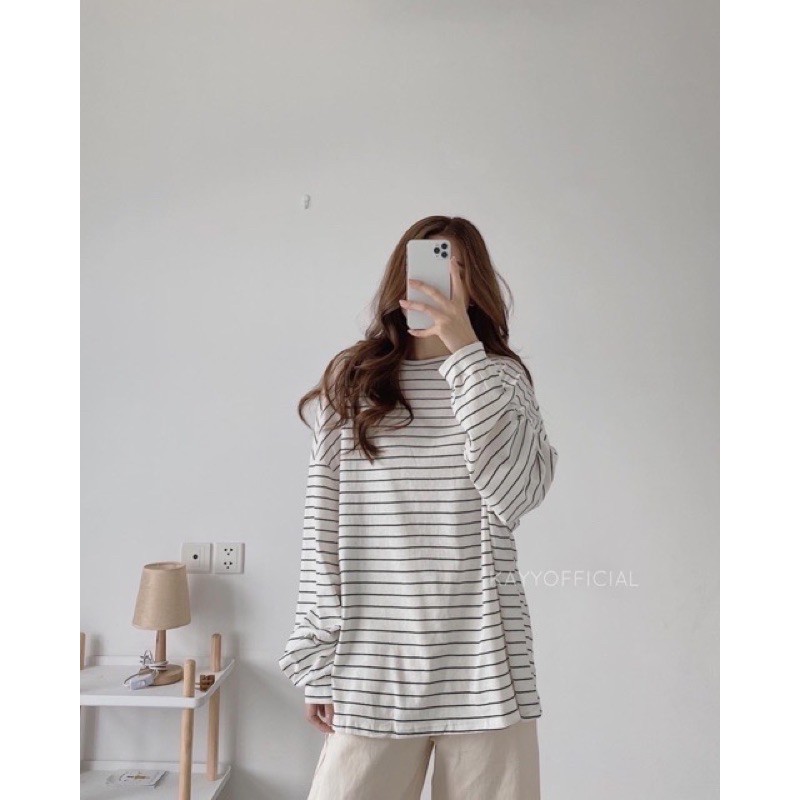 [RẺ VÔ ĐỊCH] Áo Kẻ Thụng Form Rộng (Áo Tay Dài Nữ)
