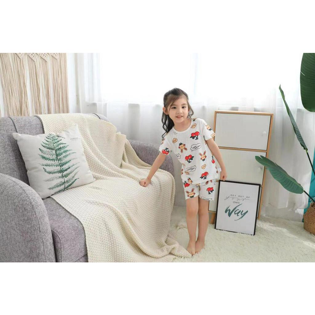 Bộ cotton giấy sợi tre lưới mỏng mềm thoáng mát cho bé trai, bé gái hàng đẹp loại 1 Quảng Châu