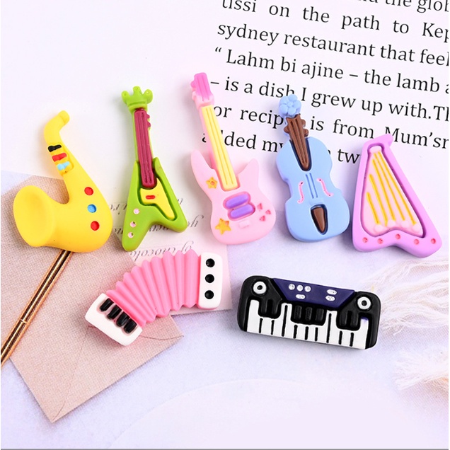 Sticker các loại nhạc cụ hiện đại gắn dép Crocs, jibbitz đính dép sục