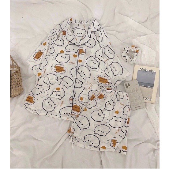 Bộ đồ ngủ pijama mặc nhà gấu vàng xinh xắn cute form rộng Nữ