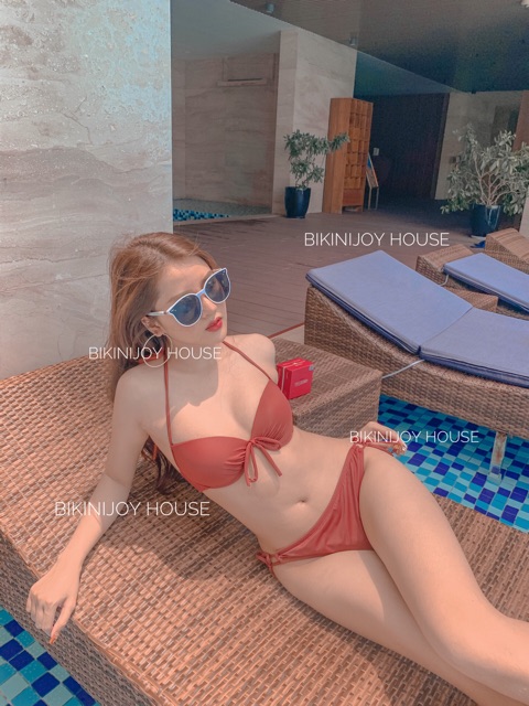 Bikini 2 mảnh nâng ngực cam đất