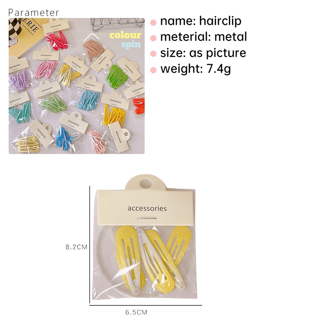 Bộ 5 Kẹp Tóc Màu Kẹo Ngọt Thiết Kế Đơn Giản Phong Cách Hàn Quốc Dễ Thương Cho Học Sinh