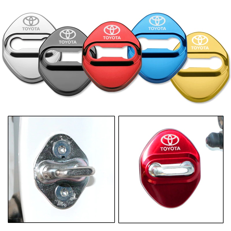 Bộ 4 Phụ Kiện Trang Trí Khóa Cửa Xe Hơi Bằng Thép Không Gỉ Cho Toyota GR Sport Honda Nissan Mitsubishi KIA Mazda Suzuki MG Mercedes Benz BMW Ford
