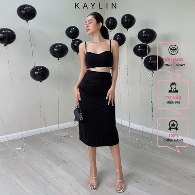 Set chân váy KAYLIN xẻ tà phối áo dây N1792