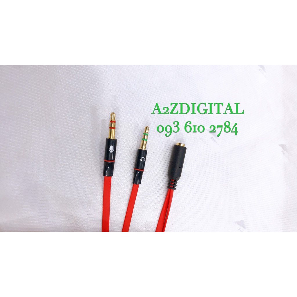 DÂY GỘP 2 JACK 3.5 MICRO + TAI NGHE THÀNH 1 LỖ CẮM JACK 3.5 LY