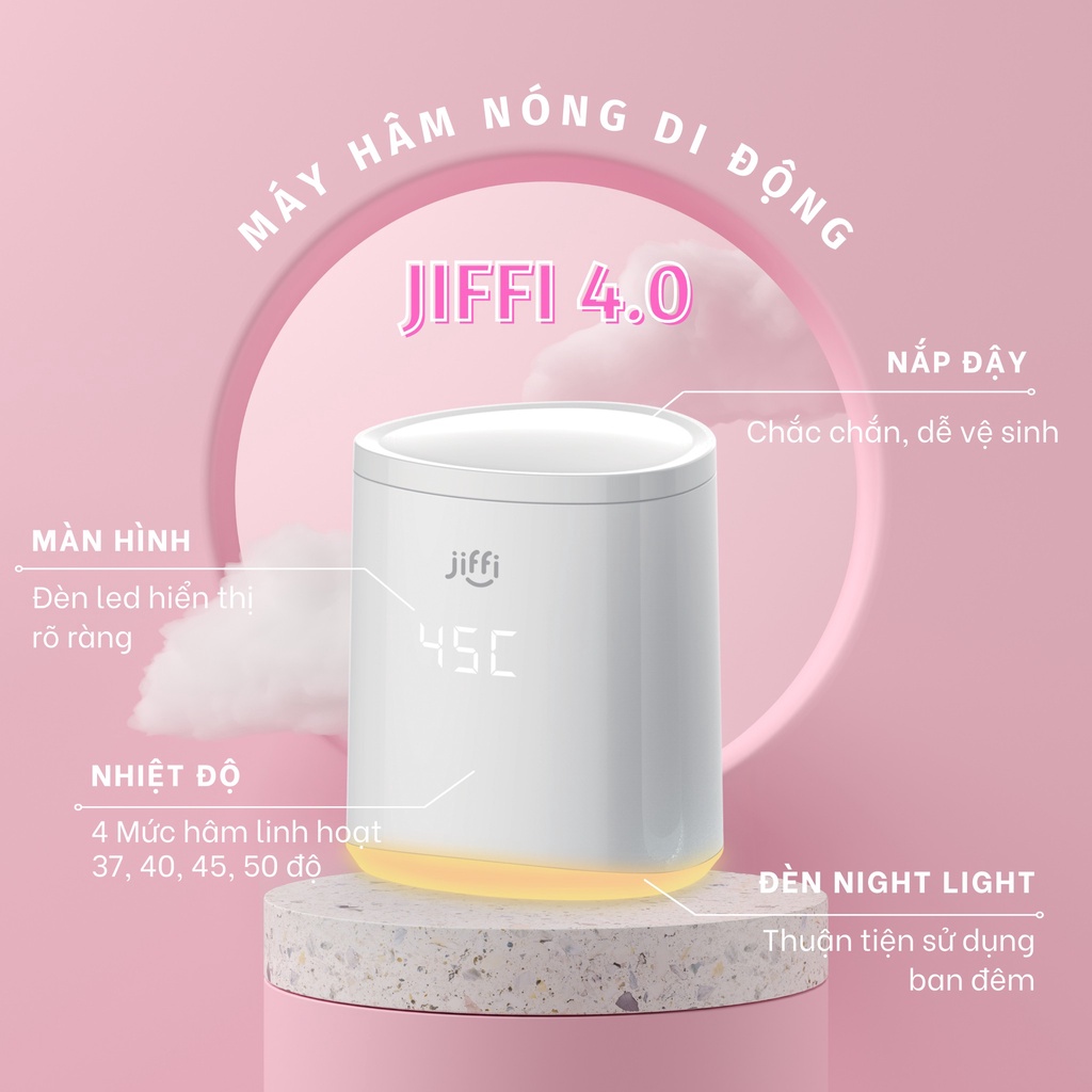 ( CHÍNH HÃNG CÓ BẢO HÀNH) Máy hâm sữa cầm tay Jiffi 3.0 và 4.0 siêu gọn tiện lợi