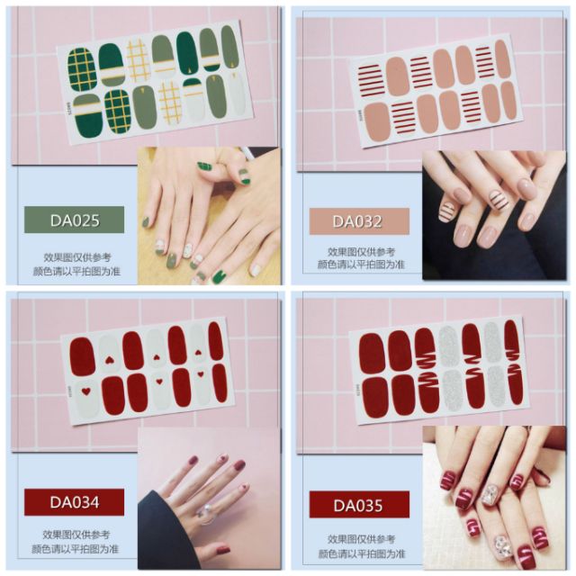 Bộ dán móng tay gồm 14 nail stick không thấm nước, độ đàn hồi tốt. DA#1