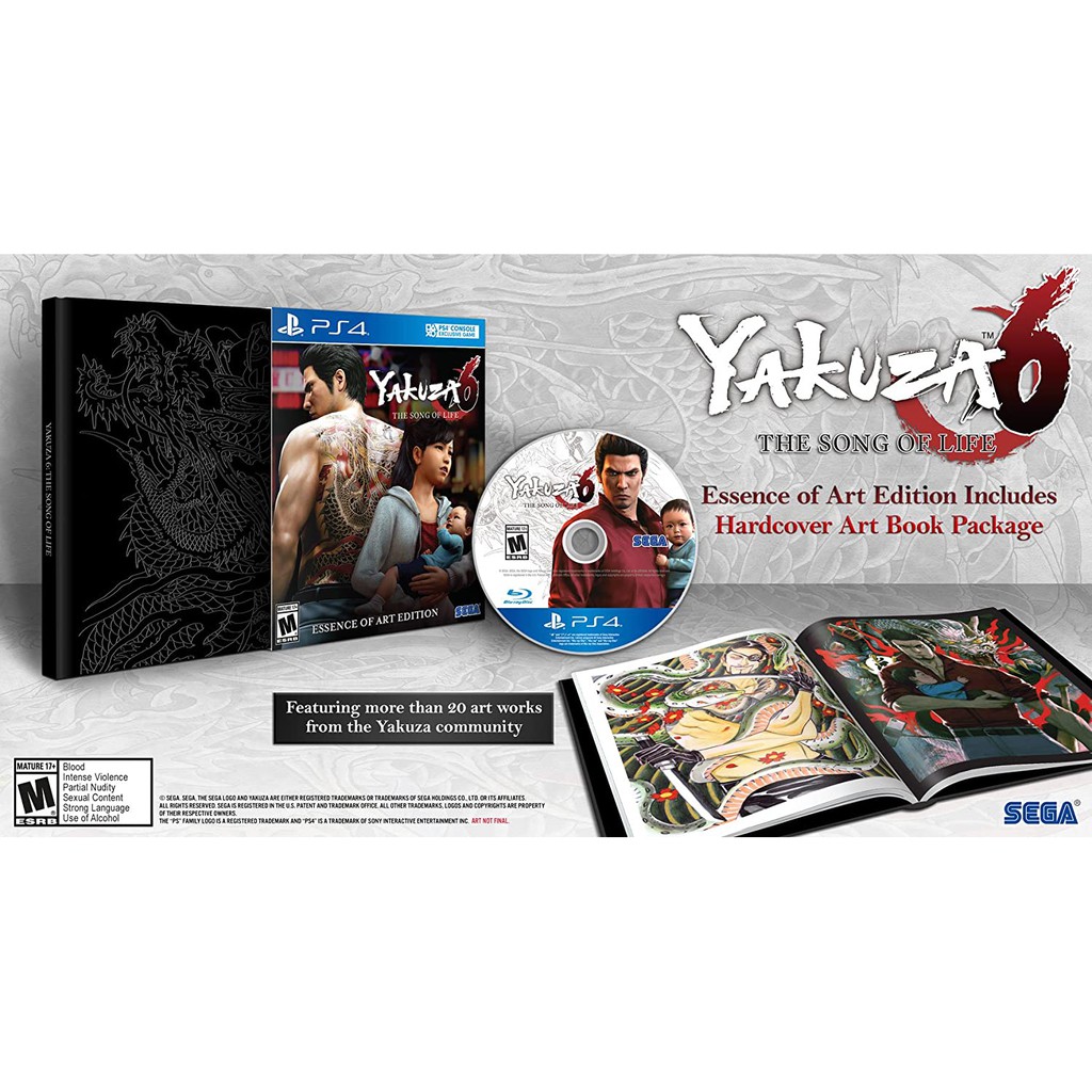 [Mã SKAMCLU9 giảm 10% đơn 100K] Đĩa Game PS4: Yakuza 6 The Song Of Life Essence of Art Edition - hệ US