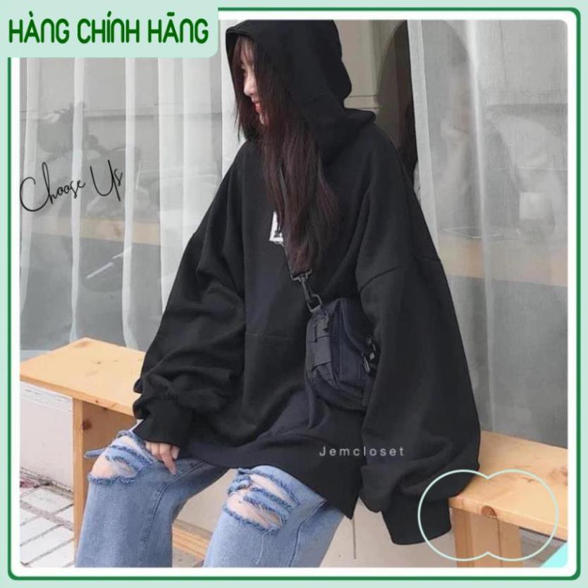 Áo Hoodie Nam Nữ Nỉ LOGO Màu Đen Basic Form Rộng Ullzang | BigBuy360 - bigbuy360.vn