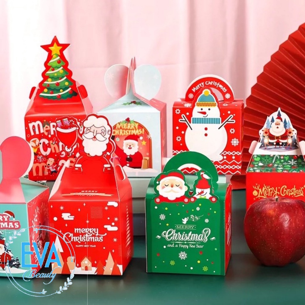 Hộp Đựng Quà Giáng Sinh / Hộp Quà Quai Xách Hoạ Tiết  Đựng Quà Noel Nhiều Mẫu M3059