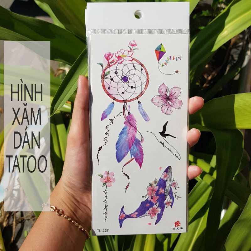 Hình xăm dreamcatcher hoa mộng mơ size vừa Tl227