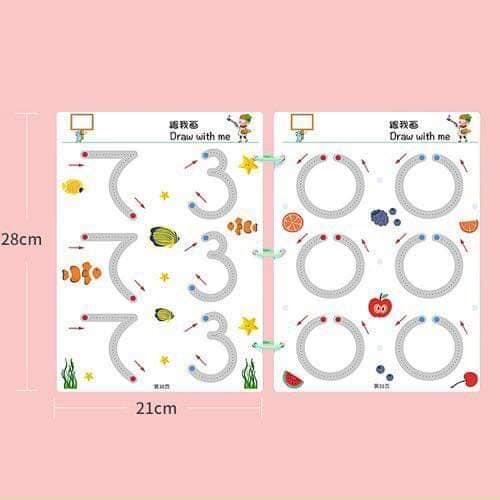 TẬP TÔ TỰ XÓA 64 TRANG CHO BÉ - TÁI SỬ DỤNG ĐƯỢC, TẶNG KÈM 6 BÚT