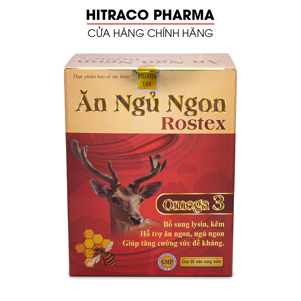 Viên Ăn Ngủ Ngon Rostex Omega 3 Đỏ tăng cường sức đề kháng - Chai 60 viên [Ăn Ngủ Ngon Rostex Chai]