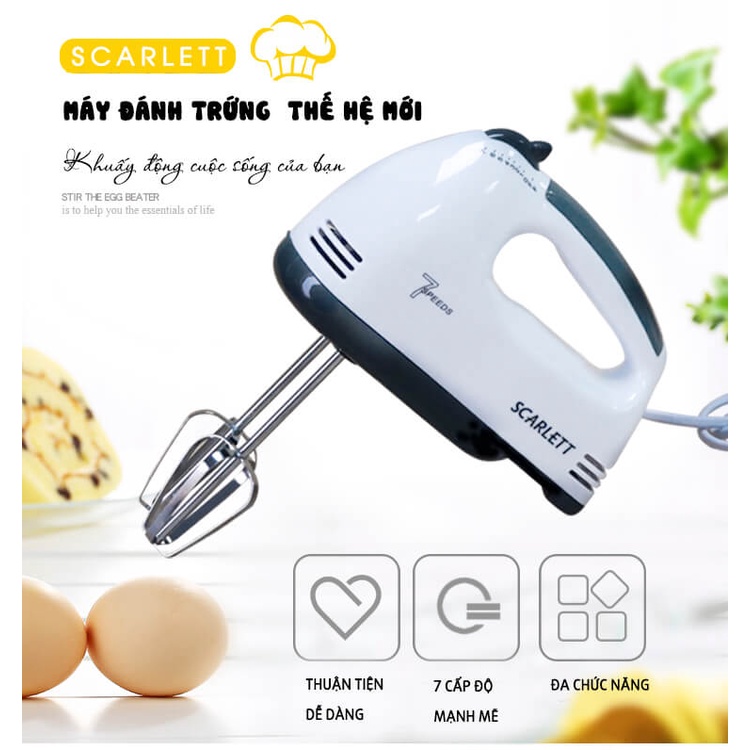 Máy trộn kem trộn Mini Cầm Tay SCARLETT 7 Tốc Độ Công Suất 180w - Mỹ Phẩm Hân Trinh