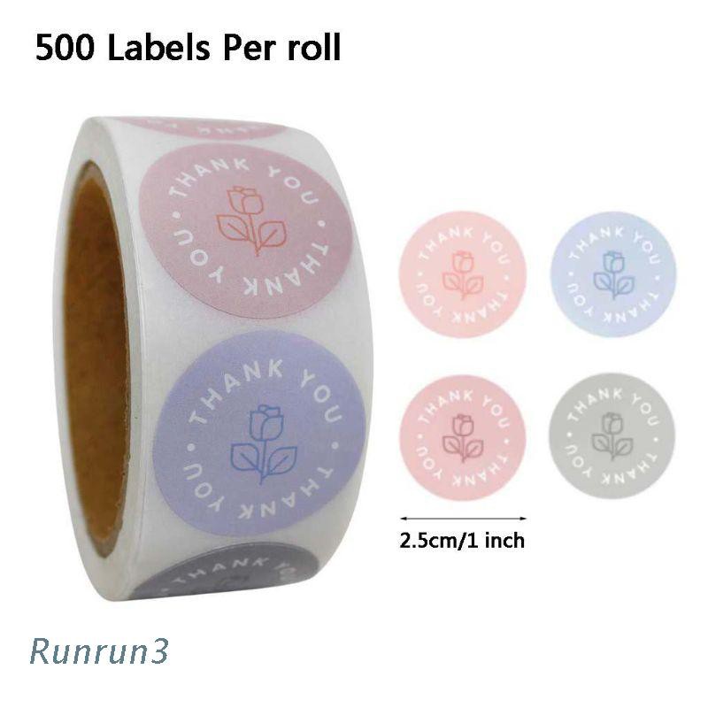 Cuộn 500 miếng dán 1inch họa tiết hoa hồng và chữ Thank You trang trí gói đựng bánh/sổ lưu niệm/văn phòng phẩm