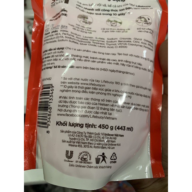 NƯỚC RỬA TAY LIFEBUOY BẢO VỆ VƯỢT TRỘI 10( mầu đỏ)