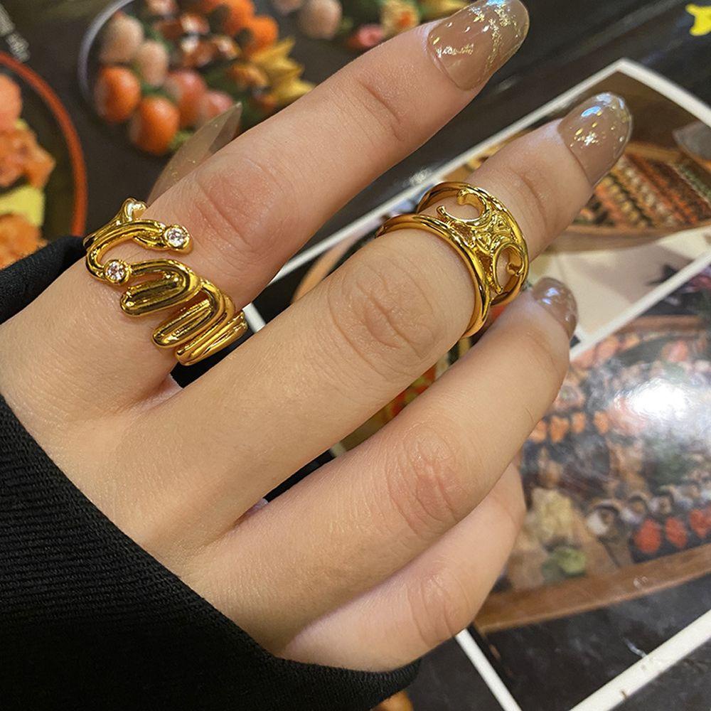 Nhẫn Hở Thiết Kế Đơn Giản Thanh Lịch Phong Cách Punk Cho Nam Và Nữ