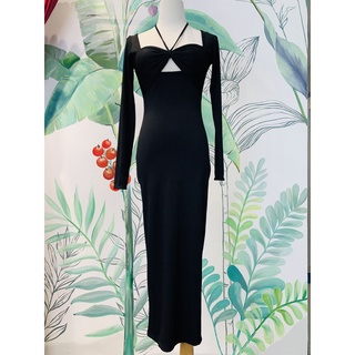 X082 Cabernet  Đầm thun body, dây cổ