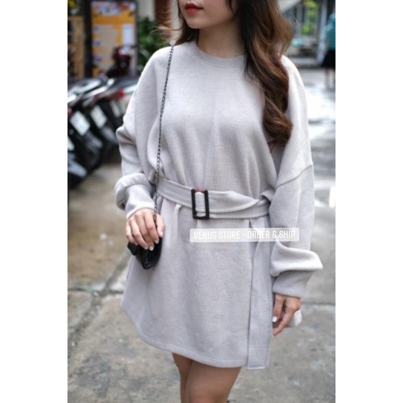 Áo Len Dáng Dài kèm belt - Hàng VNXK