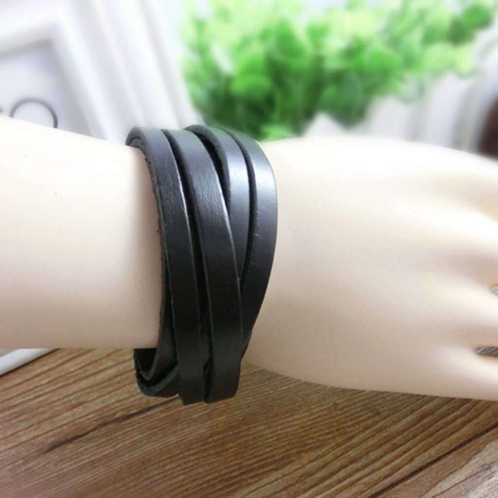 Vòng tay dây da thiết kế đơn giản cá tính dành cho nam và nữ